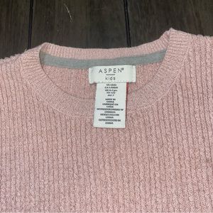 Aspen pink long sleeve light sweater glitter sweater pink frosted ribbed sweater